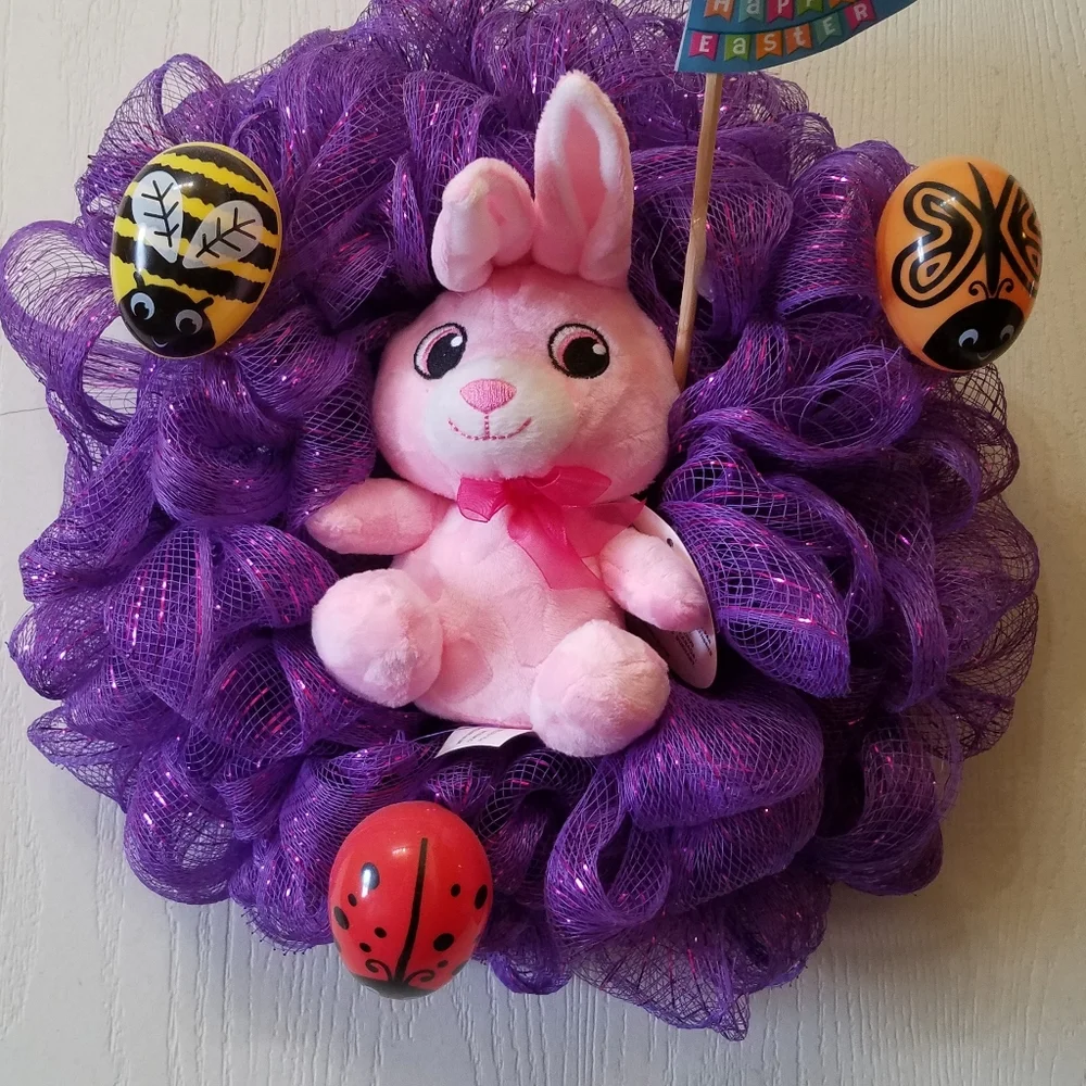 Handmade Easter Wall Decor or door wreath Made on a 8 inch wire wreath frame